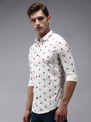 men's long sleeves conversational cream shirt 3
