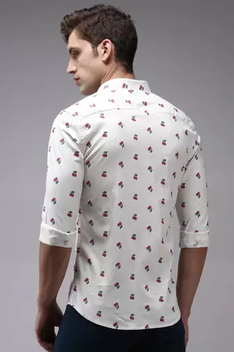 men's long sleeves conversational cream shirt