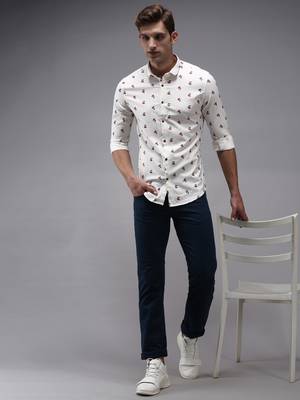 men's long sleeves conversational cream shirt 5