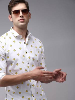 men's long sleeves conversational white shirt 1