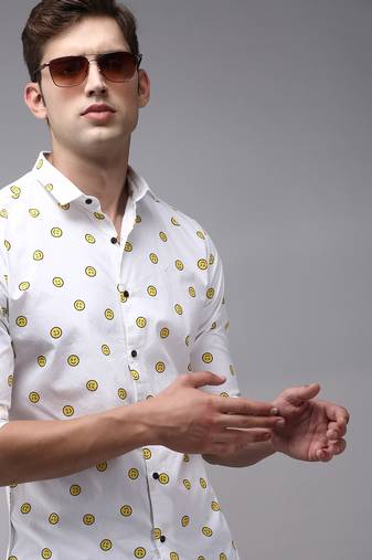 men's long sleeves conversational white shirt