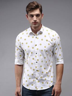 men's long sleeves conversational white shirt 2