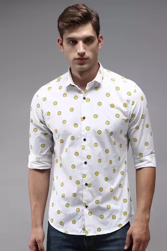 men's long sleeves conversational white shirt