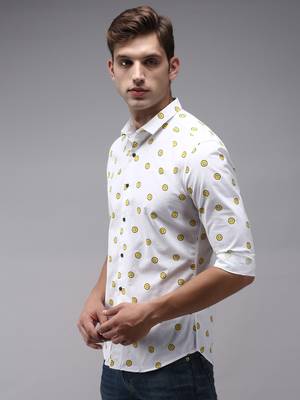 men's long sleeves conversational white shirt 3