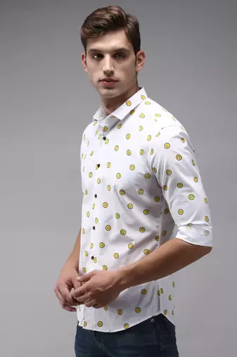 men's long sleeves conversational white shirt