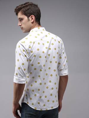 men's long sleeves conversational white shirt 4
