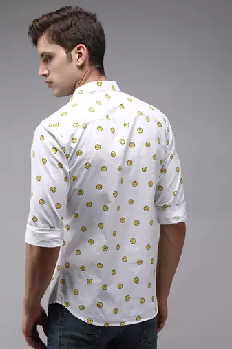 men's long sleeves conversational white shirt