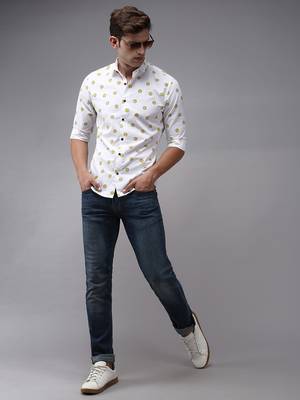 men's long sleeves conversational white shirt 5