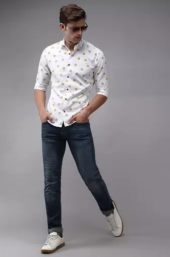 men's long sleeves conversational white shirt
