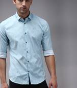 men's long sleeves ethnic motifs blue shirt