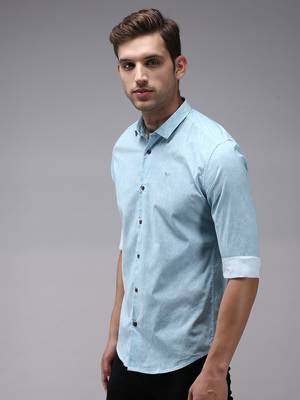 men's long sleeves ethnic motifs blue shirt 3