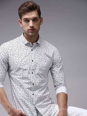 men's long sleeves conversational white shirt 1