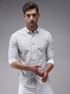men's long sleeves conversational white shirt 2