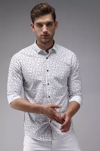 men's long sleeves conversational white shirt