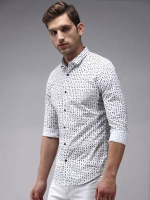 men's long sleeves conversational white shirt 3