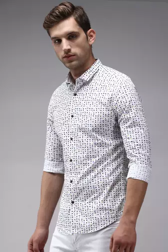 men's long sleeves conversational white shirt