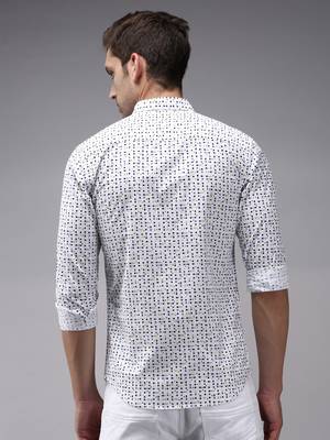 men's long sleeves conversational white shirt 4