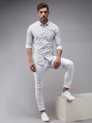 men's long sleeves conversational white shirt 5
