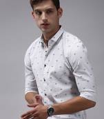 men's long sleeves vertical stripes white shirt