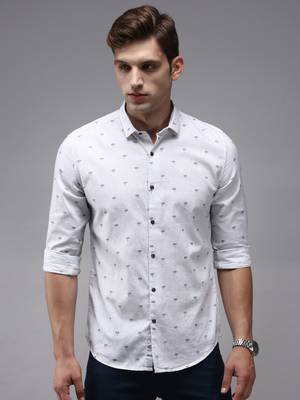 men's long sleeves vertical stripes white shirt 2