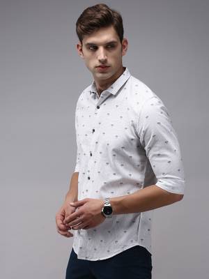 men's long sleeves vertical stripes white shirt 3