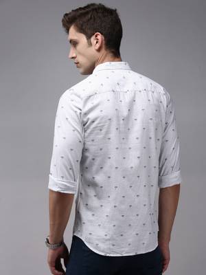 men's long sleeves vertical stripes white shirt 4