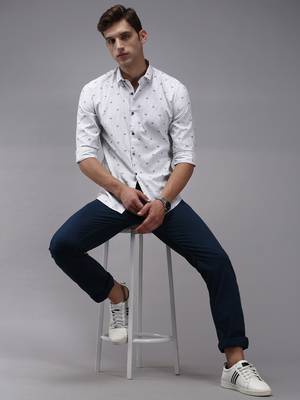 men's long sleeves vertical stripes white shirt 5