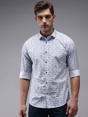 men's long sleeves floral white shirt 2