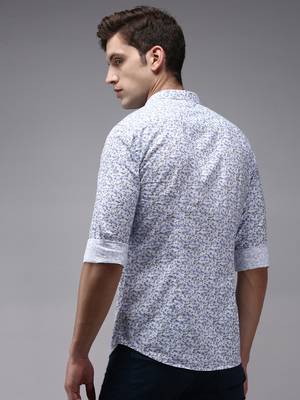 men's long sleeves floral white shirt 4