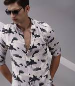 men's long sleeves abstract lavender shirt