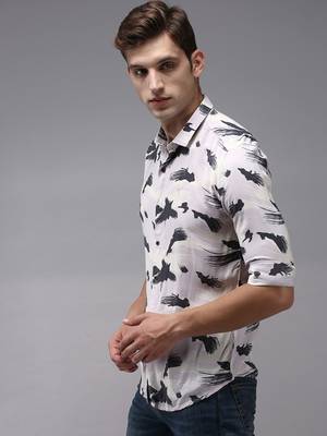 men's long sleeves abstract lavender shirt 3