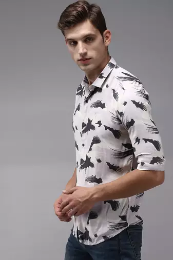 men's long sleeves abstract lavender shirt