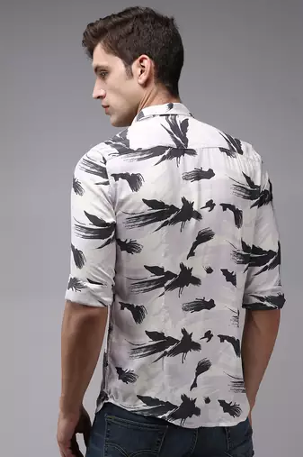 men's long sleeves abstract lavender shirt