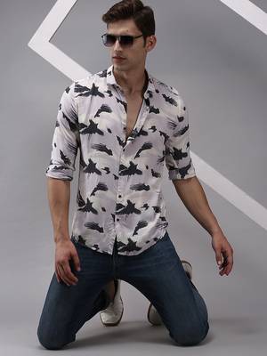 men's long sleeves abstract lavender shirt 5