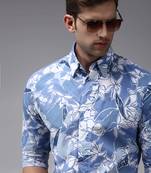 men's long sleeves abstract blue shirt