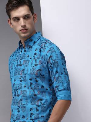men's long sleeves humour and comic blue shirt 1