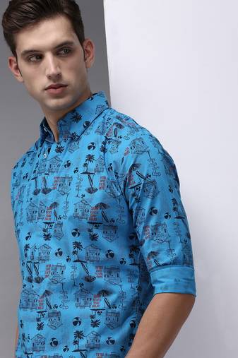 men's long sleeves humour and comic blue shirt
