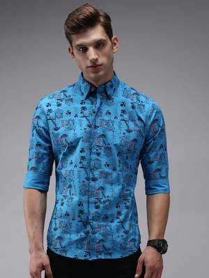 men's long sleeves humour and comic blue shirt 2