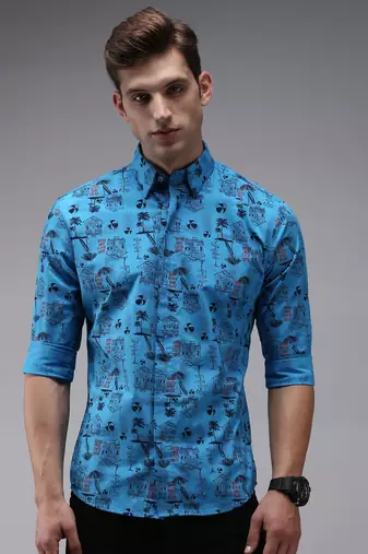 men's long sleeves humour and comic blue shirt