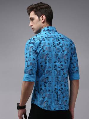 men's long sleeves humour and comic blue shirt 4