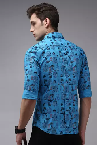 men's long sleeves humour and comic blue shirt
