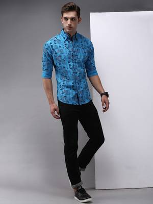 men's long sleeves humour and comic blue shirt 5