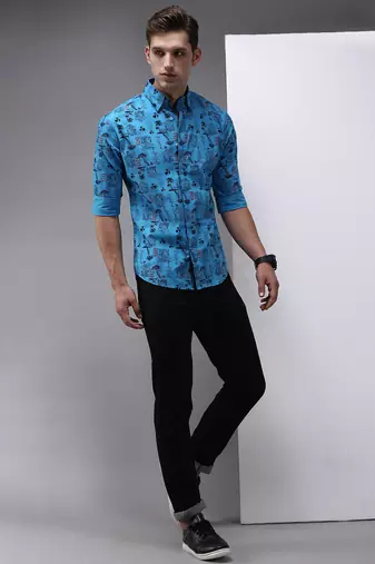 men's long sleeves humour and comic blue shirt