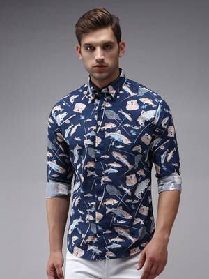 men's long sleeves humour and comic navy blue shirt 2