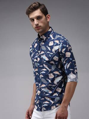 men's long sleeves humour and comic navy blue shirt 3