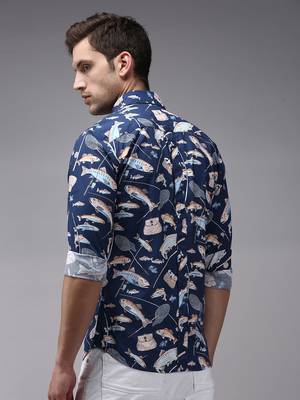men's long sleeves humour and comic navy blue shirt 4