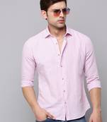 men's long sleeves vertical stripes pink shirt