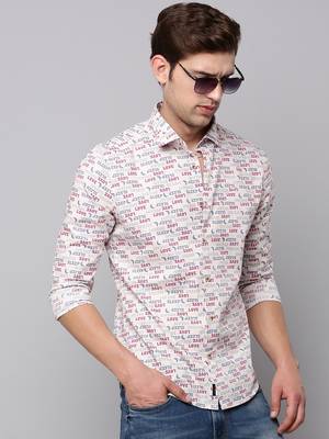 men's long sleeves typography pink shirt 1