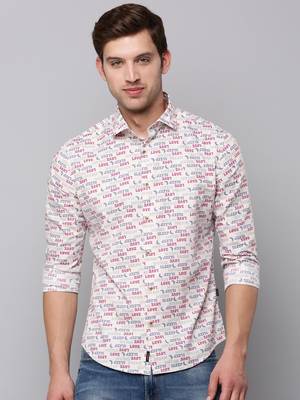 men's long sleeves typography pink shirt 2