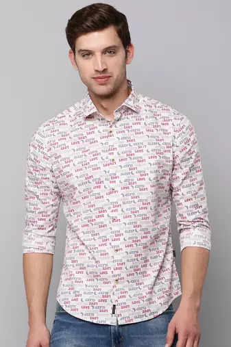men's long sleeves typography pink shirt